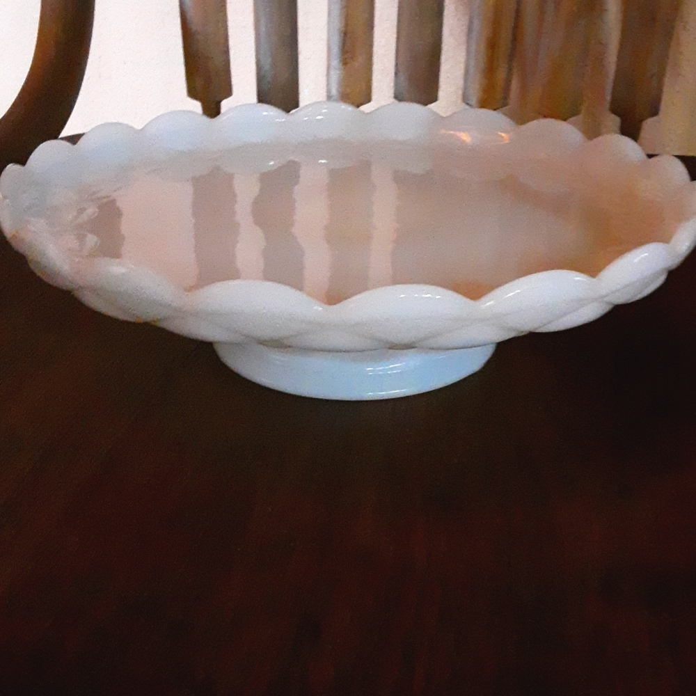 Milk glass cake stand